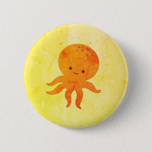 Cute Baby Octopus Cartoon 2 Inch Round Button (Front)