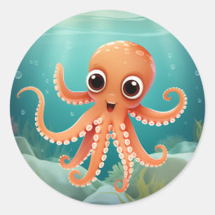 Cute Baby Octopus Classic Round Sticker