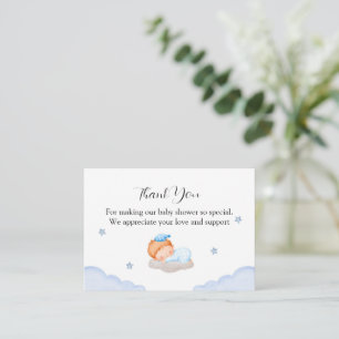 Cute Baby On The Cloud Baby Shower Thank You Card