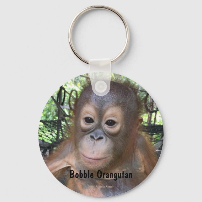 Cute Baby Orangutan Orphan in Borneo Keychain (Front)