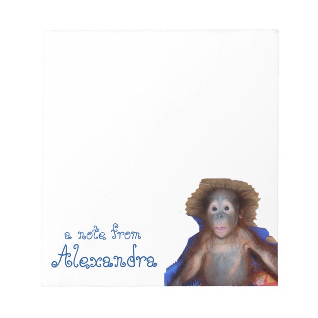 Cute Baby Orangutan Personalized Notepad (Front)