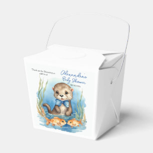 Cute Baby Otter Boy Baby Shower Favor Box