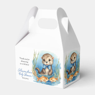 Cute Baby Otter Boy Baby Shower Favor Box