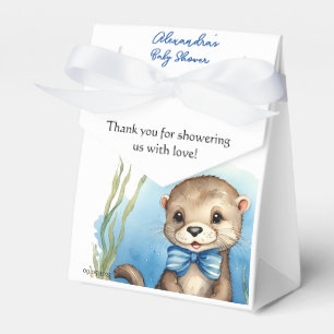 Cute Baby Otter Boy Baby Shower Favor Box