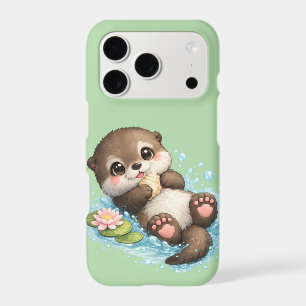 ​Cute Baby Otter Floating in Water Light Green 
