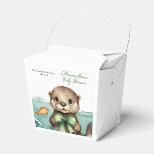 Cute Baby Otter Gender Neutral Baby Shower Favor Box