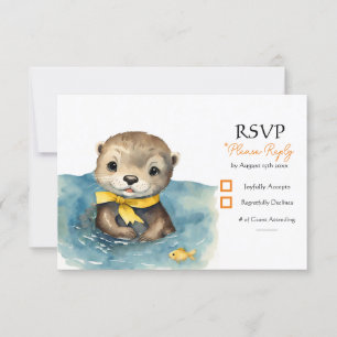 Cute Baby Otter Gender Neutral Baby Shower RSVP Card