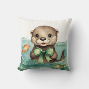 Cute Baby Otter Gender Neutral Throw Pillow