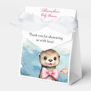 Cute Baby Otter Girl Baby Shower Favor Box