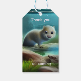 Cute baby otter in pond - Kids Birthday Thank you Gift Tags
