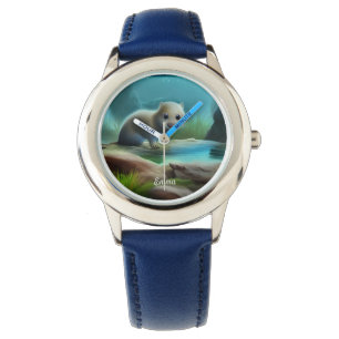 Cute baby otter in pond - personalizable   watch