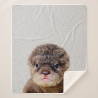 cute baby otter sherpa blanket
