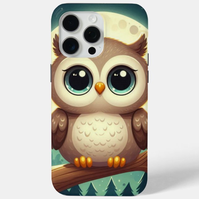 Cute baby owl at night with moon Case-Mate iPhone case (Back)