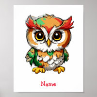 Cute Baby Owl Custom Name