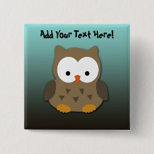 Cute Baby Owl Personalized 2 Inch Square Button