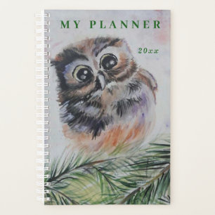 Cute Baby Owl Planner Personalized Year - Text