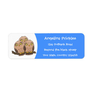 Cute baby owl trio cartoon illustration