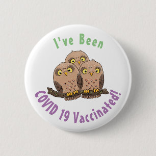 Cute baby owl trio cartoon illustration 2 inch round button
