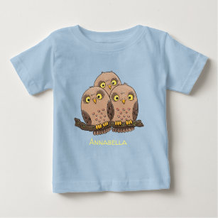 Cute baby owl trio cartoon illustration baby T-Shirt