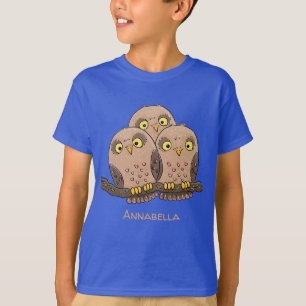 Cute baby owl trio cartoon illustration T-Shirt