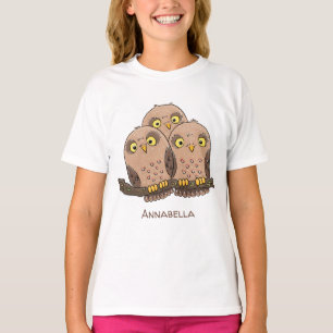 Cute baby owl trio cartoon illustration T-Shirt
