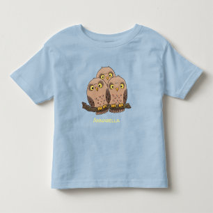 Cute baby owl trio cartoon illustration toddler t-shirt