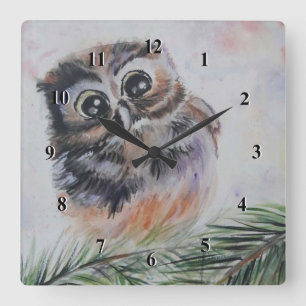 Cute Baby Owl Wall Clock