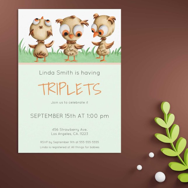 Cute Baby Owls Gender Neutral Baby Shower Invitation (Creator Uploaded)