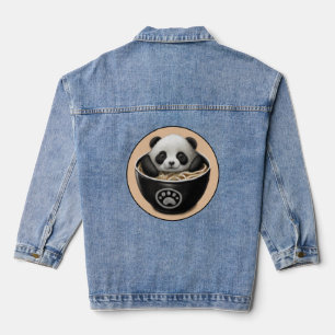 Cute Baby Panda Bear Bathing In A Bowl Of Ramen Denim Jacket