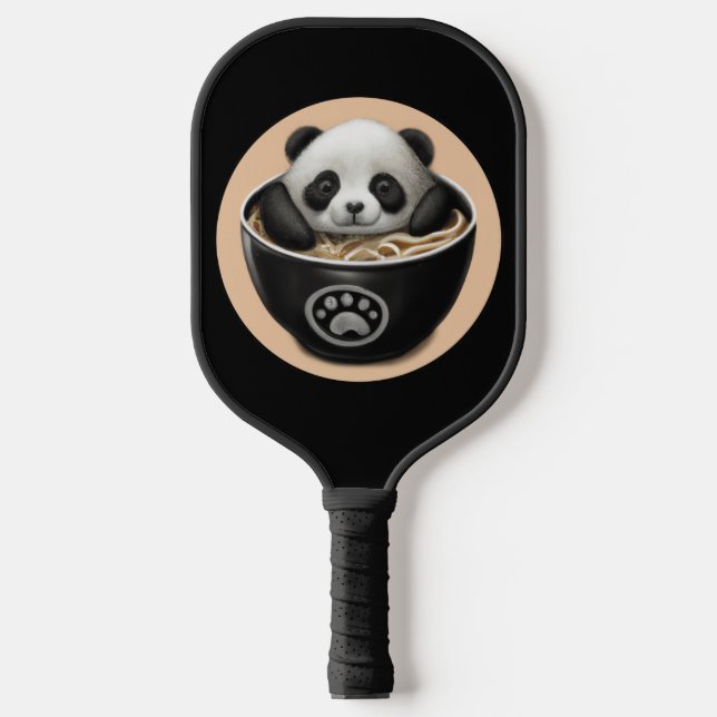 Cute Baby Panda Bear Bathing In A Bowl Of Ramen Pickleball Paddle (Front)
