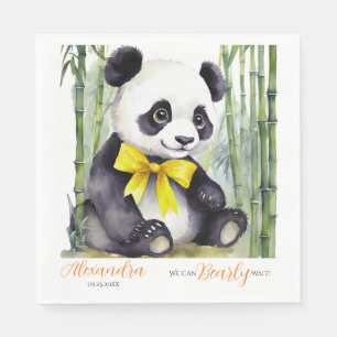 Cute Baby Panda Bear Bearly Wait Baby Shower Napkin