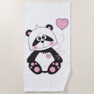 Cute Baby Panda Cartoon Beach Towel