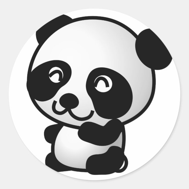 Cute Baby Panda Cartoon Classic Round Sticker (Front)