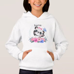 Cute Baby Panda Flower Wreath Custom Name        