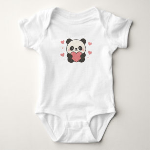 Cute Baby Panda Holding Heart Aesthetic Bodysuit