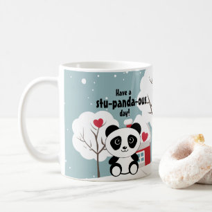 Cute Baby Panda In Winter Snow Grey Coffee Mug