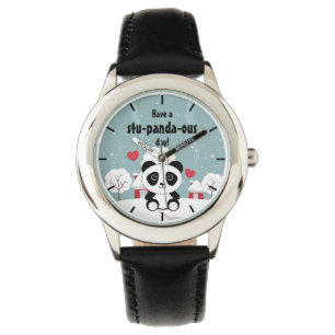 Cute Baby Panda In Winter Snow Grey Watch