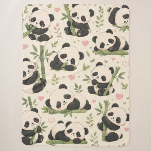 Cute Baby Panda Pattern Sherpa Blanket