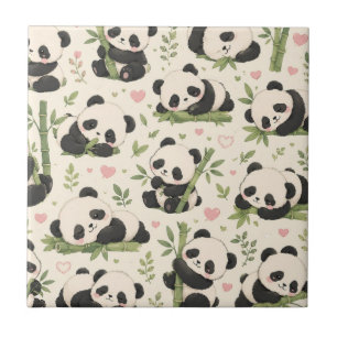 Cute Baby Panda Pattern Tile