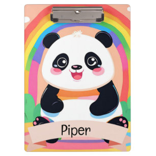 Cute Baby Panda Rainbow Clipboard