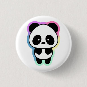 Cute Baby Panda - Rainbow Colours 1 Inch Round Button