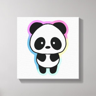 Cute Baby Panda - Rainbow Colours Canvas Print