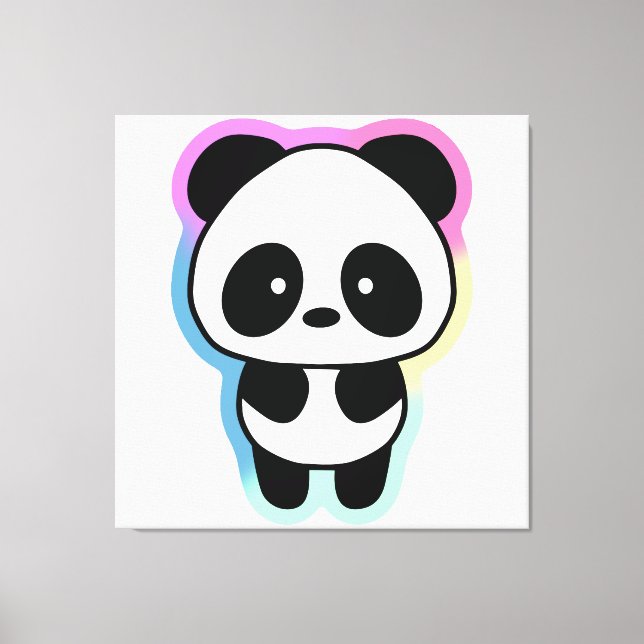 Cute Baby Panda - Rainbow Colours Canvas Print (Front)