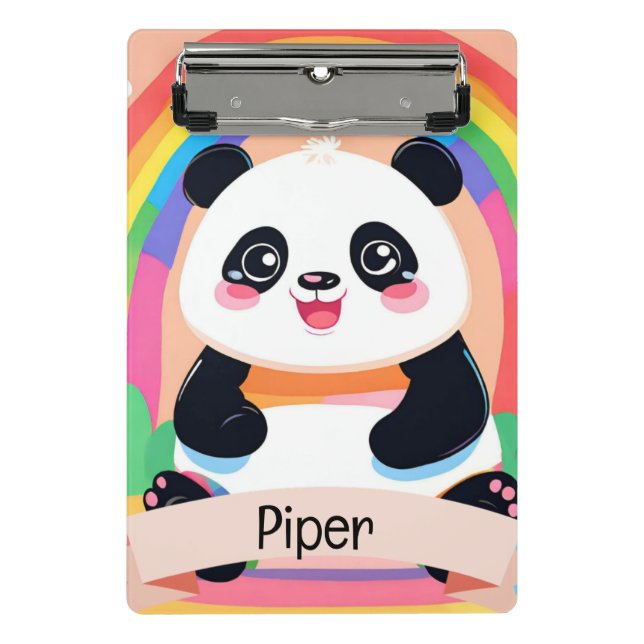 Cute Baby Panda Rainbow Mini Clipboard (Front)