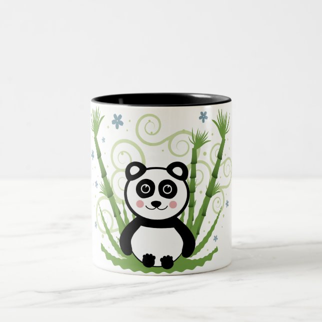 Cute Baby Panda Two-Tone Coffee Mug (Center)