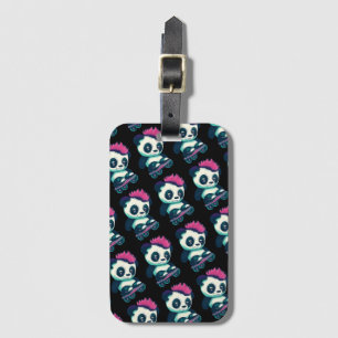 Cute Baby Panda with mohawk Skater Panda Luggage Tag