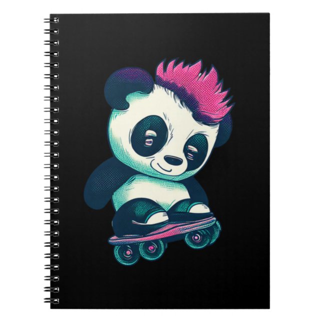 Cute Baby Panda with mohawk | Skater Panda Notebook (Front)