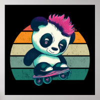 Cute Baby Panda with mohawk | Skater Panda