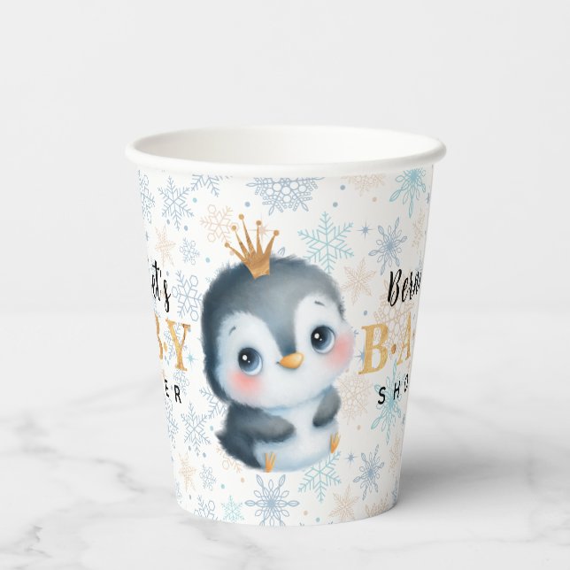 Cute Baby Penguin Baby Shower Winter Paper Cups (Back)