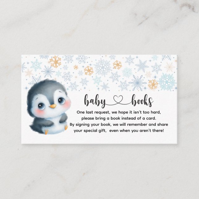 Cute Baby Penguin Book request Enclosure Card (Front)